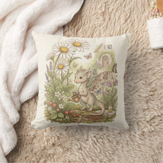 Coussin Cute Baby Dragon Gardening in Fairytale Cottage