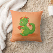 Coussin Cute Baby Dragon Holding Cup on Orange (Couverture)