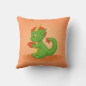 Coussin Cute Baby Dragon Holding Cup on Orange (Verso)