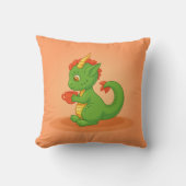 Coussin Cute Baby Dragon Holding Cup on Orange (Recto)