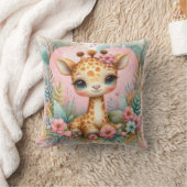Coussin Cute Baby Giraffe Floral Nursery (Couverture)