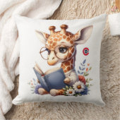Coussin Cute Baby Giraffe Reading Book with Glasses Throw  (Couverture)
