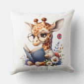 Coussin Cute Baby Giraffe Reading Book with Glasses Throw  (Verso)