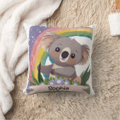 Coussin Cute Baby Koala Rainbow Nom personnalisé (Couverture)