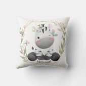 Coussin Cute Baby Zebra Flower Wreath Nom personnalisé (Verso)