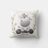 Coussin Cute Baby Zebra Flower Wreath Nom personnalisé (Recto)