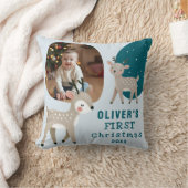 Coussin Cute Baby's 1st Christmas Photo Reindeer (Couverture)