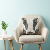 Coussin Cute Badger Wildlife Portrait d'aquarelle (Chaise)
