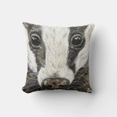 Coussin Cute Badger Wildlife Portrait d'aquarelle (Recto)
