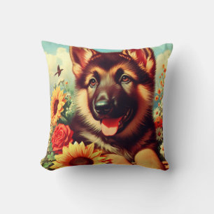 Coussin Cute berger allemand Peinture de chiot