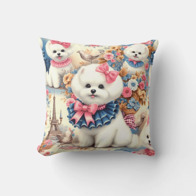 Coussin Cute Bichon Frisé (Recto)