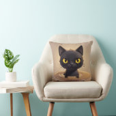 Coussin Cute Black Cat Swimming Decorative Art (Chaise)