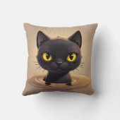 Coussin Cute Black Cat Swimming Decorative Art (Verso)
