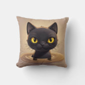 Coussin Cute Black Cat Swimming Decorative Art (Recto)