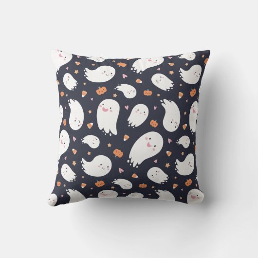 Coussin Cute Black Ghost et Citrouille (Verso)