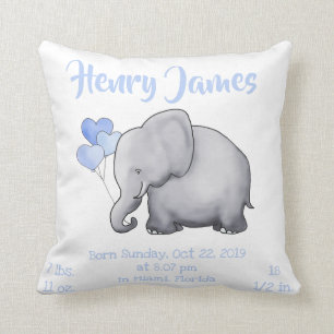 Coussin Cute Blue Baby Boy Naissance Statistiques Nourritu