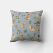 Coussin Cute Blue Boy Dinosaur Monogramme Nom Nursery (Verso)