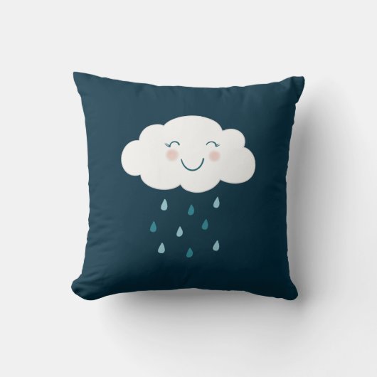 Coussin Cute Blue Cloud Raindrops Baby (Recto)