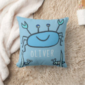 Coussin Cute Blue Crab Sea Animal Nom du garçon (Couverture)