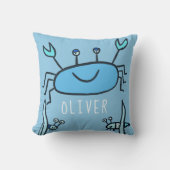 Coussin Cute Blue Crab Sea Animal Nom du garçon (Recto)