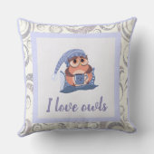 Coussin Cute Blue Grey Baby Owl Casquette mignonne Aimer A (Verso)