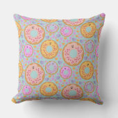 Coussin Cute Blue Pink Pastel Donuts & Hearts (Recto)