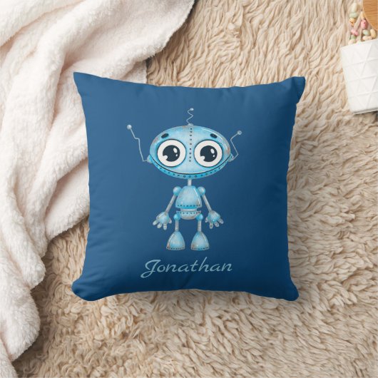 Coussin Cute Blue Robot Baby Boy Nursery Salle pour enfant (Couverture)