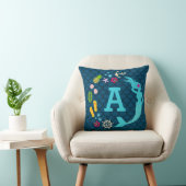 Coussin Cute Blue Tropical Sirène Monogramme Filles (Chaise)