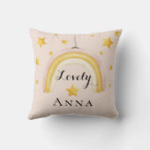 Coussin Cute Boho arc en ciel avec étoiles d'or (Verso)