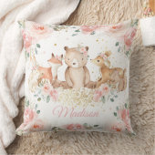 Coussin Cute Bois Animaux Blush Rose Floral Nursery  (Couverture)
