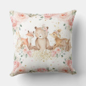 Coussin Cute Bois Animaux Blush Rose Floral Nursery  (Verso)