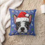 Coussin Cute Boston Terrier Ugly Christmas Sweater Santa<br><div class="desc">Cute Boston Terrier Ugly Christmas Sweater Santa</div>