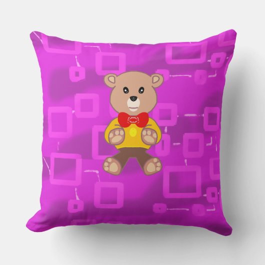 Coussin Cute Bowtie Teddy Bear Bleu vaisseau spatial (Recto)