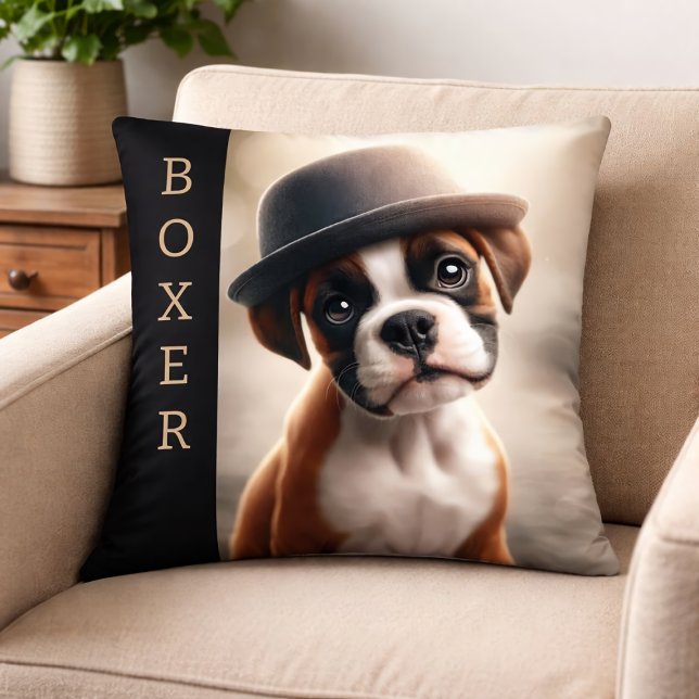 Coussin Cute Boxer Puppy – Stylish Dog Art (Créateur téléchargé)