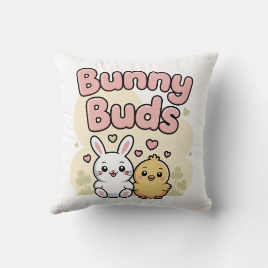 Coussin Cute Bunny Buds Easter Throw Pillow (Verso)