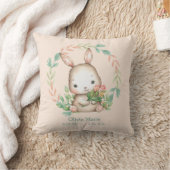 Coussin Cute Bunny Lapin Feuilles de courge Bébé Nursery (Couverture)