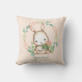 Coussin Cute Bunny Lapin Feuilles de courge Bébé Nursery (Recto)