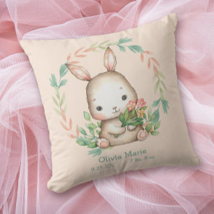 Coussin Cute Bunny Lapin Feuilles de courge Bébé Nursery