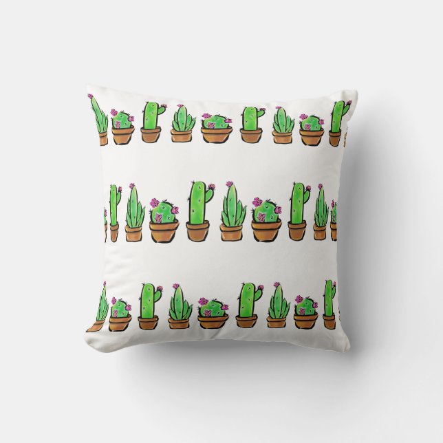 Coussin Cute Cactus cactus succulents fleurs botaniques (Recto)