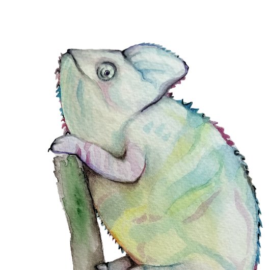 Coussin Cute caméléon peint en aquarelle