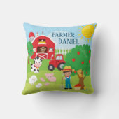 Coussin Cute Cartoon Barnyard Animaux, Fermier et tracteur (Verso)