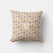 Coussin Cute cartoon bee coral pink pattern monogram (Recto)