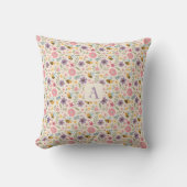 Coussin Cute cartoon bee flower pastel pattern monogram (Recto)