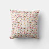 Coussin Cute cartoon bee flower pink pattern monogram (Recto)