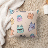 Coussin Cute Cartoon Cat Kitty Faces Pattern Patterns | Pa (Couverture)