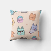 Coussin Cute Cartoon Cat Kitty Faces Pattern Patterns | Pa (Verso)