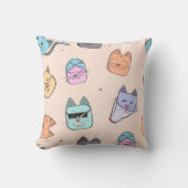 Coussin Cute Cartoon Cat Kitty Faces Pattern Patterns | Pa (Recto)