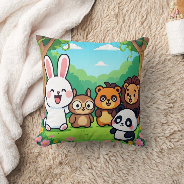 Coussin Cute Cartoon Forest Animals Friends  (Couverture)