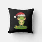 Coussin Cute Cartoon Frog Character Wearing a Santa Hat on (Recto)