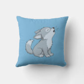 Coussin Cute Cartoon Howling Wolf Pup Blue (Verso)